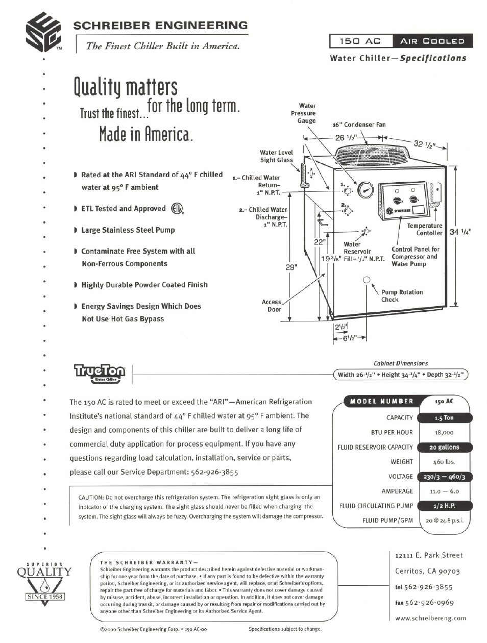 Schreiber Chillers Excellon 150AC User Manual | Page 2 / 33