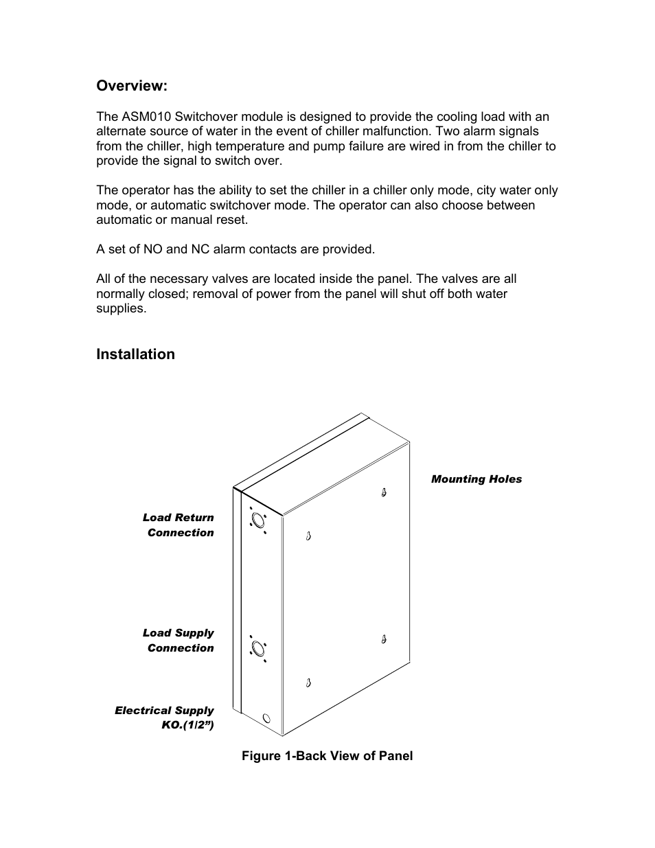 Schreiber Chillers ASM010 City Water Switchover User Manual | 6 pages