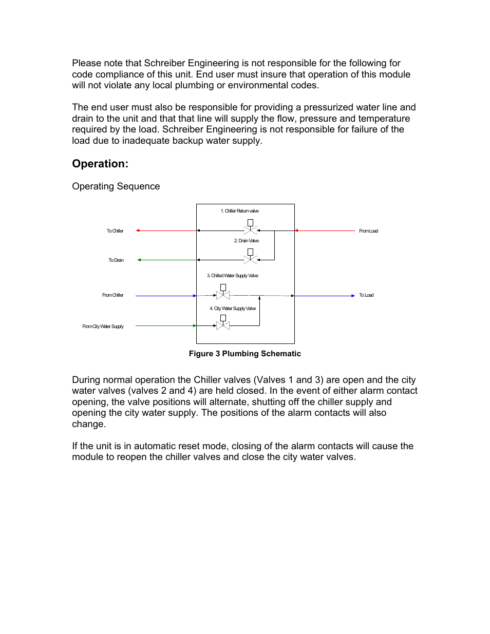 Operation, Operating sequence | Schreiber Chillers ASM010 City Water Switchover User Manual | Page 4 / 6