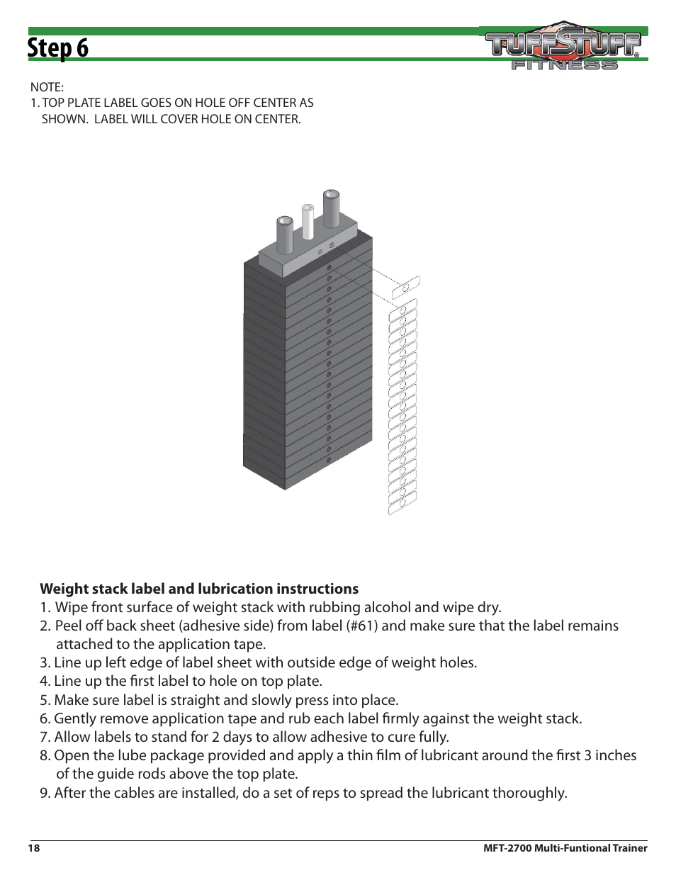 Step 6 | Tuff Stuff MFT-2700 Multi-Functional Trainer User Manual | Page 18 / 27