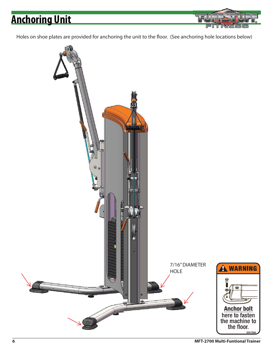 Anchoring unit | Tuff Stuff MFT-2700 Multi-Functional Trainer User Manual | Page 6 / 27