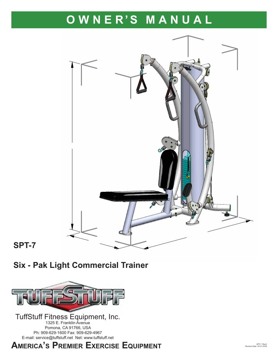 Tuff Stuff SPT-7 Six-Pak Light Commercial Trainer User Manual | 17 pages