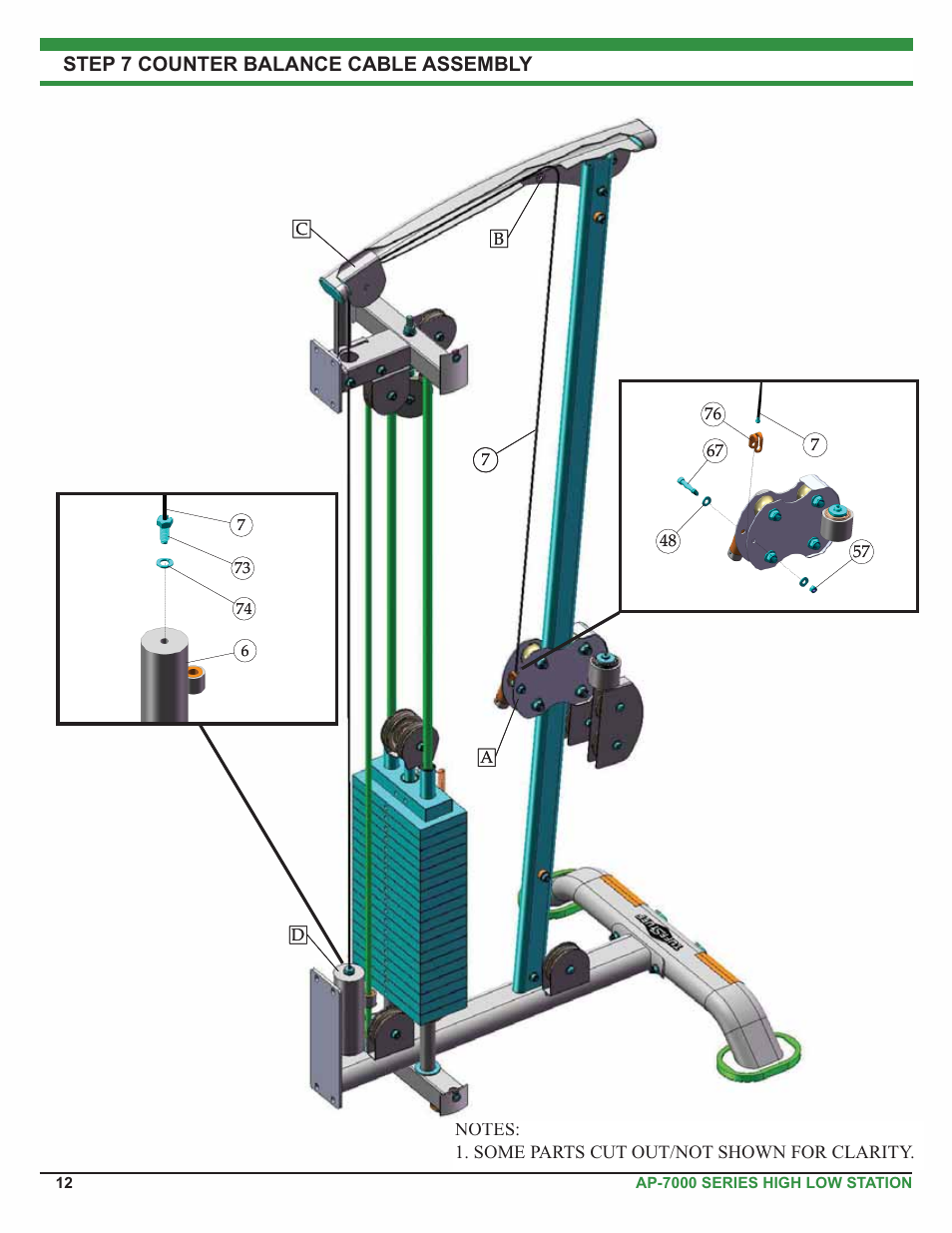 Step 7 counter balance cable assembly | Tuff Stuff AP-71HL Single Station High Low User Manual | Page 12 / 19