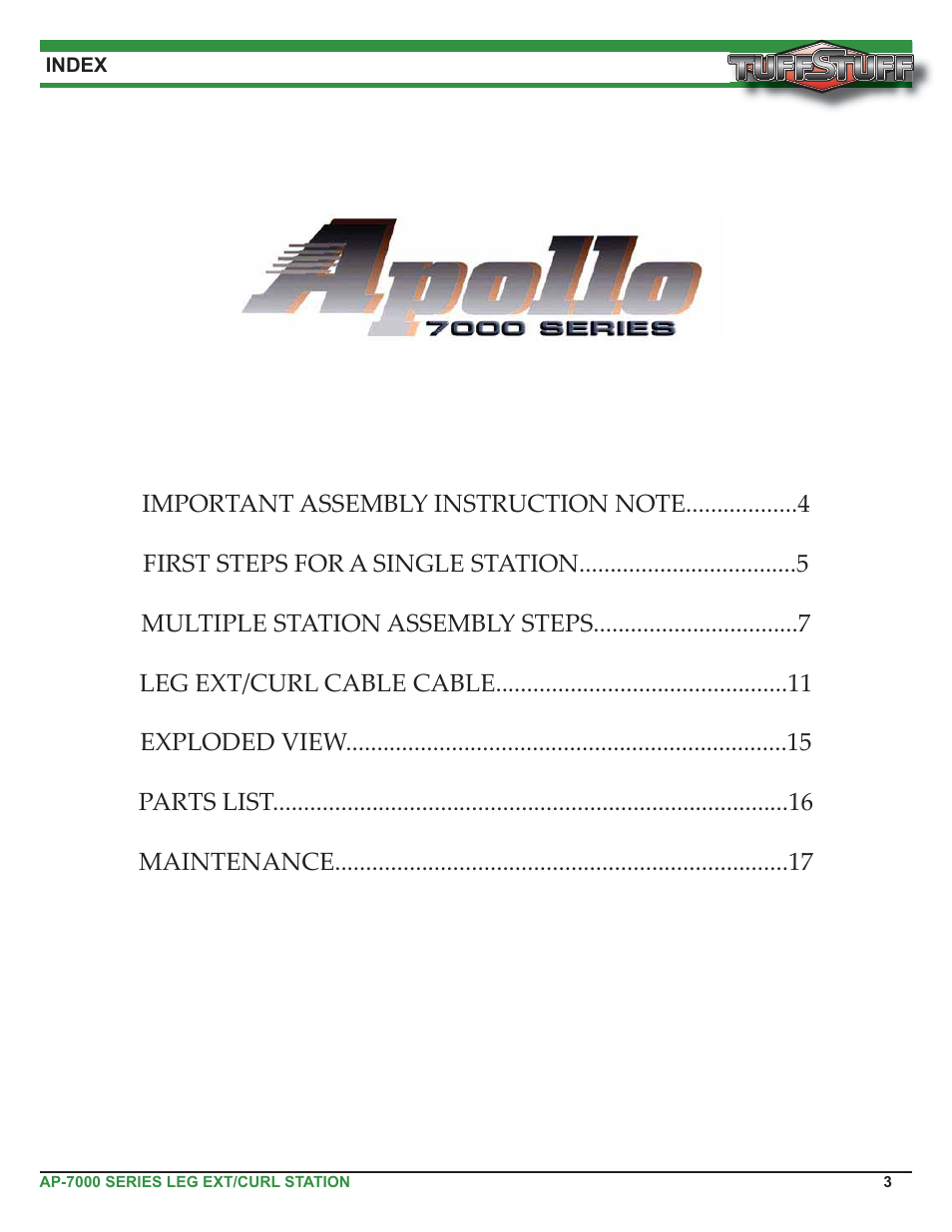 Tuff Stuff AP-71LE Single Station Leg Ext/Curl User Manual | Page 3 / 19