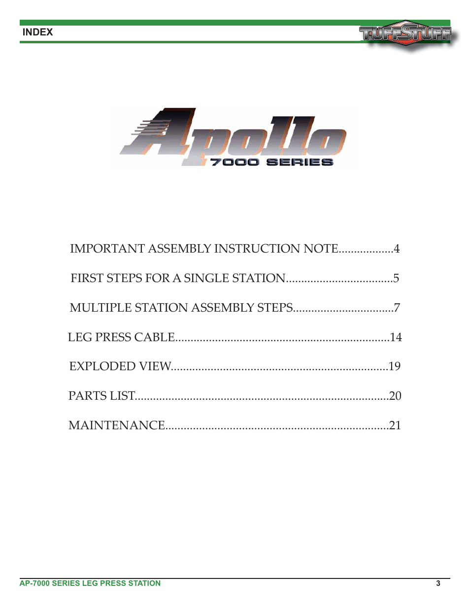 Tuff Stuff AP-71LP Single Station Leg Press User Manual | Page 3 / 23