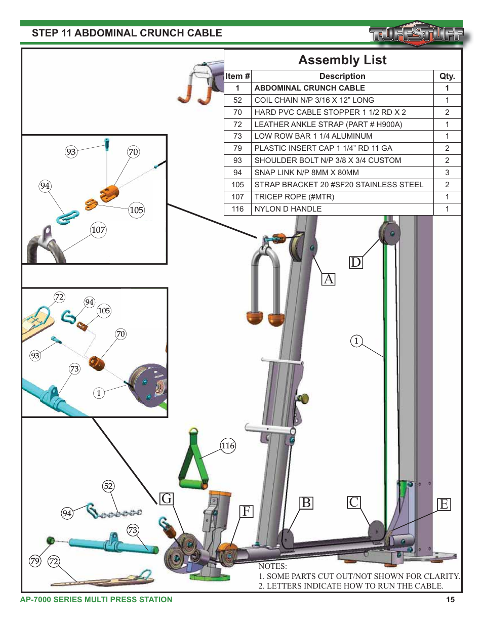 Assembly list | Tuff Stuff AP-71MP Single Station Multi Press User Manual | Page 15 / 23