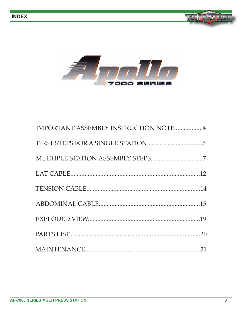 Tuff Stuff AP-71MP Single Station Multi Press User Manual | Page 3 / 23