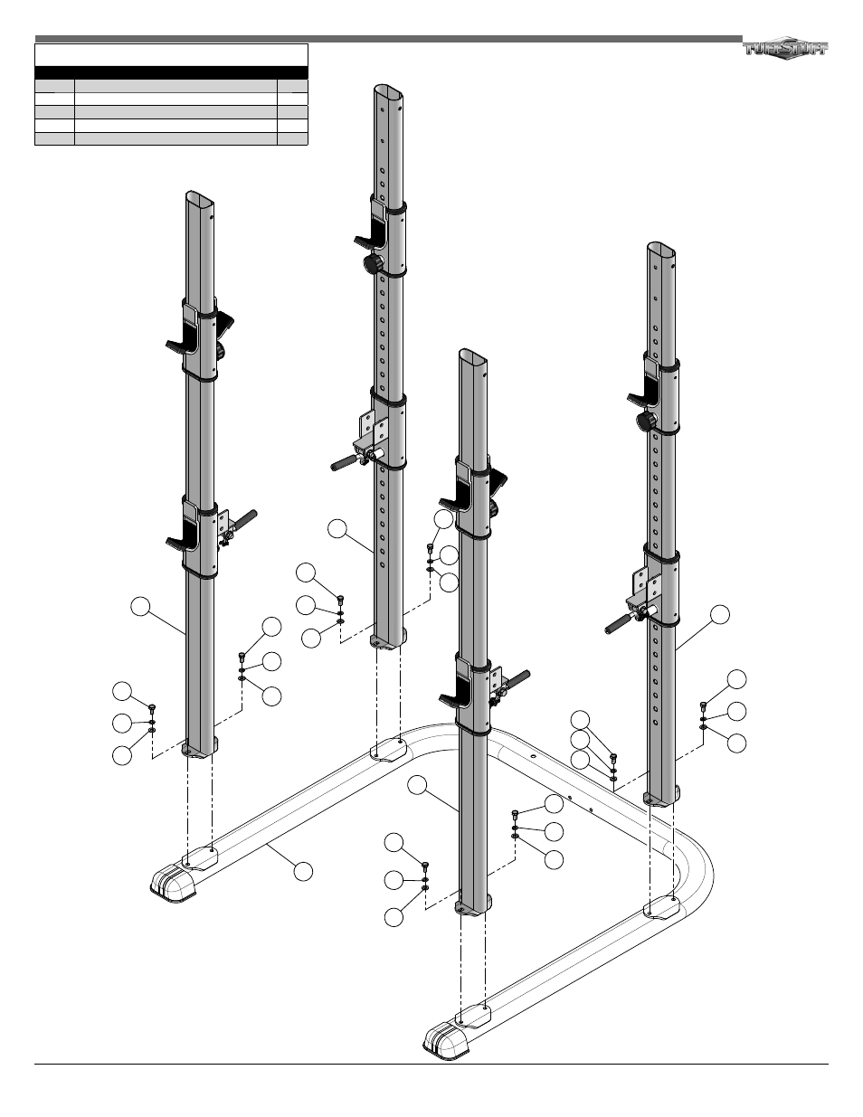 Step 3 assembly list | Tuff Stuff RPR-265 Power Cage/Rack User Manual | Page 4 / 8