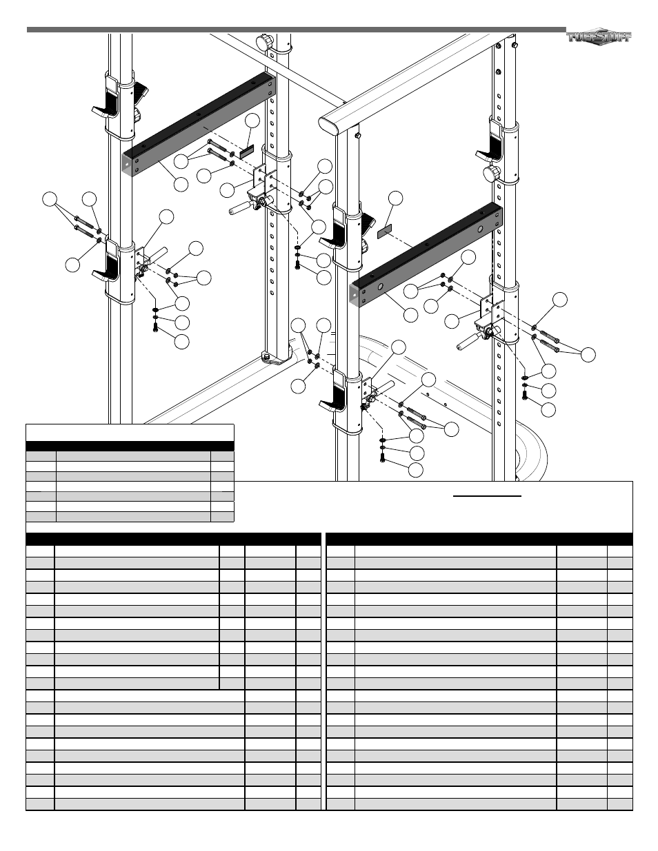 Rpr-265 parts list, Step 5 assembly list | Tuff Stuff RPR-265 Power Cage/Rack User Manual | Page 6 / 8