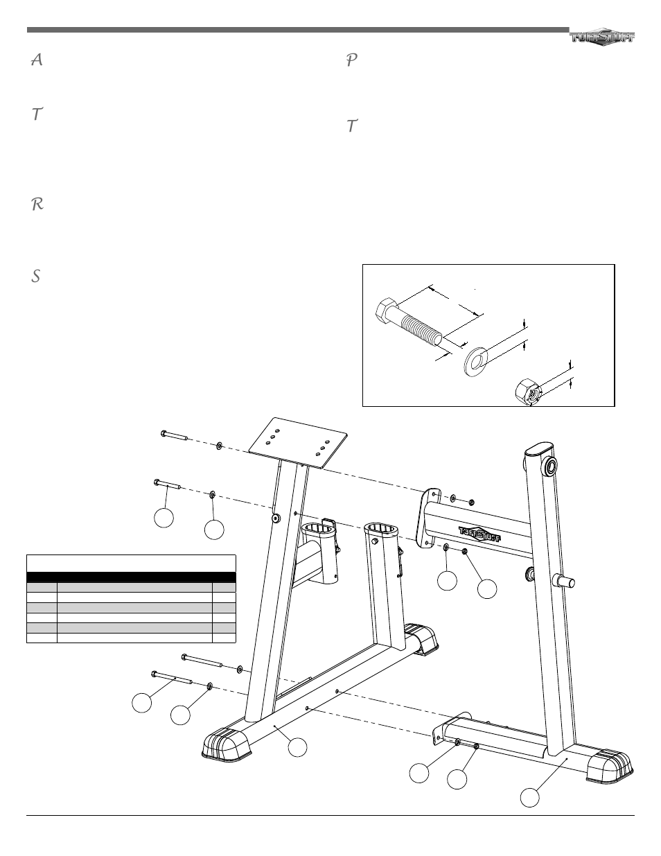 Introduction step 1 assembly list | Tuff Stuff RBT-338 Bicep/Tricep Bench User Manual | Page 2 / 4