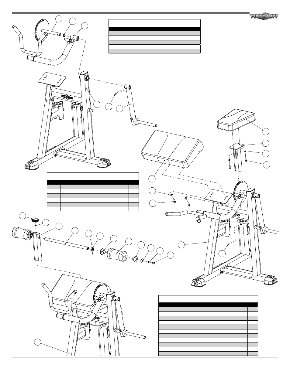 Step 2 assembly list, Step 4 assembly list, Step 3 assembly list | Tuff Stuff RBT-338 Bicep/Tricep Bench User Manual | Page 3 / 4