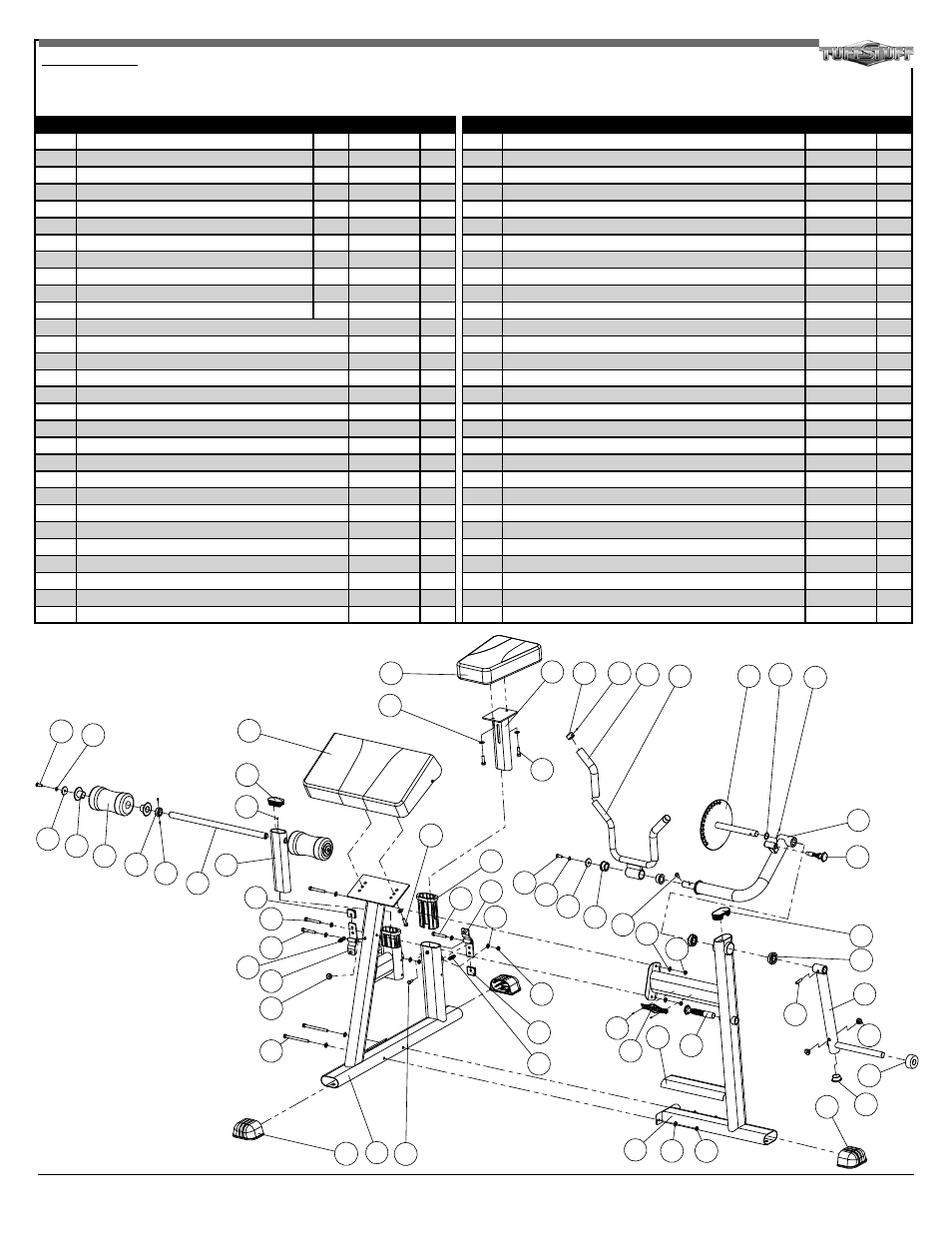 Rbt-338 parts list, 4rbt-338 bicep / tricep bench | Tuff Stuff RBT-338 Bicep/Tricep Bench User Manual | Page 4 / 4