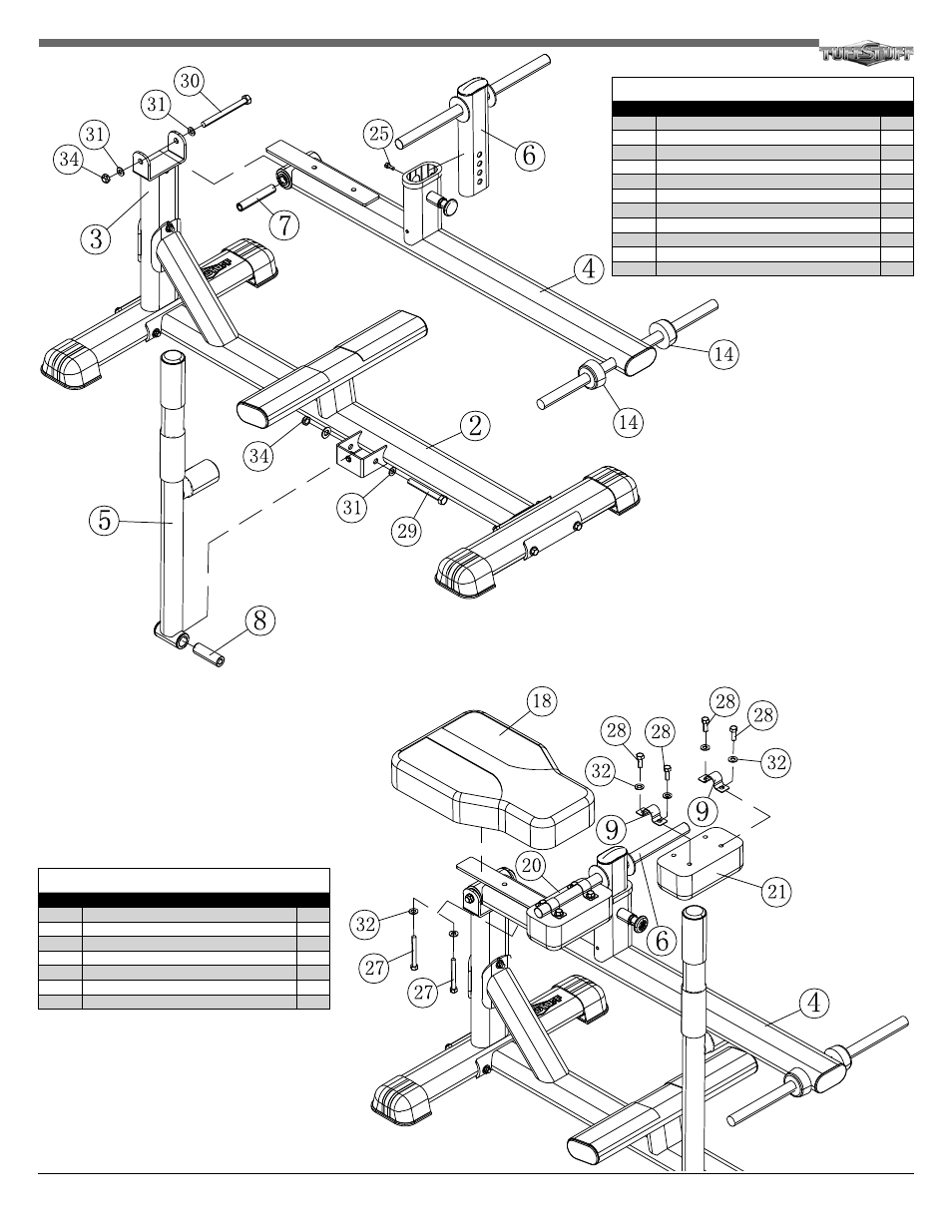 Step 2 assembly list, Step 3 assembly list, 3rcb-355 seated calf bench | Tuff Stuff RCB-355 Seated Calf Bench User Manual | Page 3 / 4