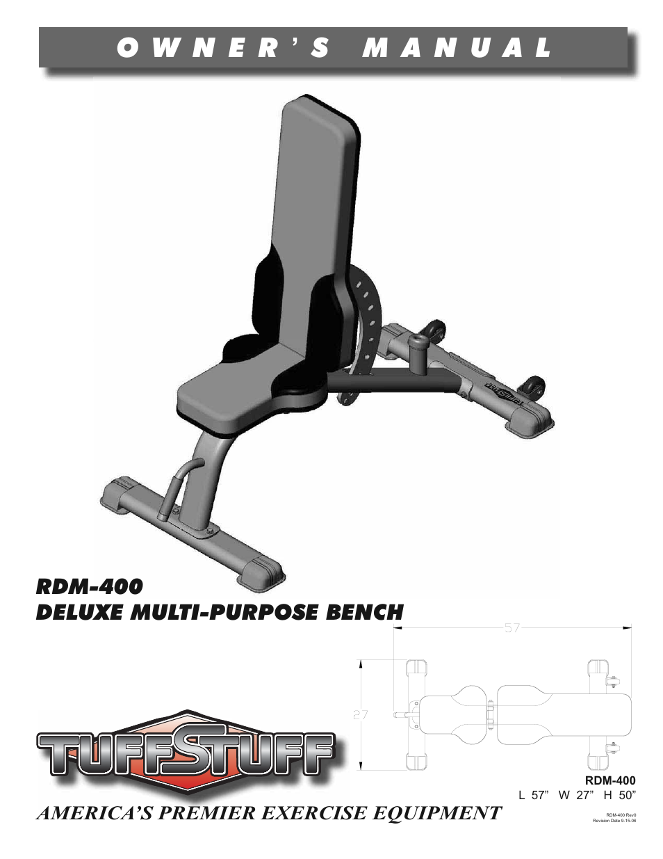 Tuff Stuff RDM-400 Deluxe Multi-Purpose Bench User Manual | 4 pages