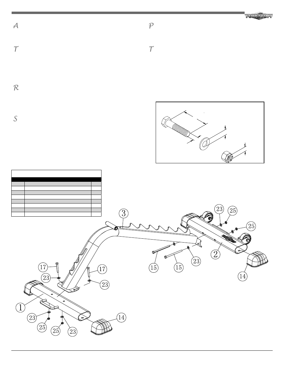 Introduction step 1 assembly list | Tuff Stuff RLB-325 Flat/Incline Ladder Bench User Manual | Page 2 / 4