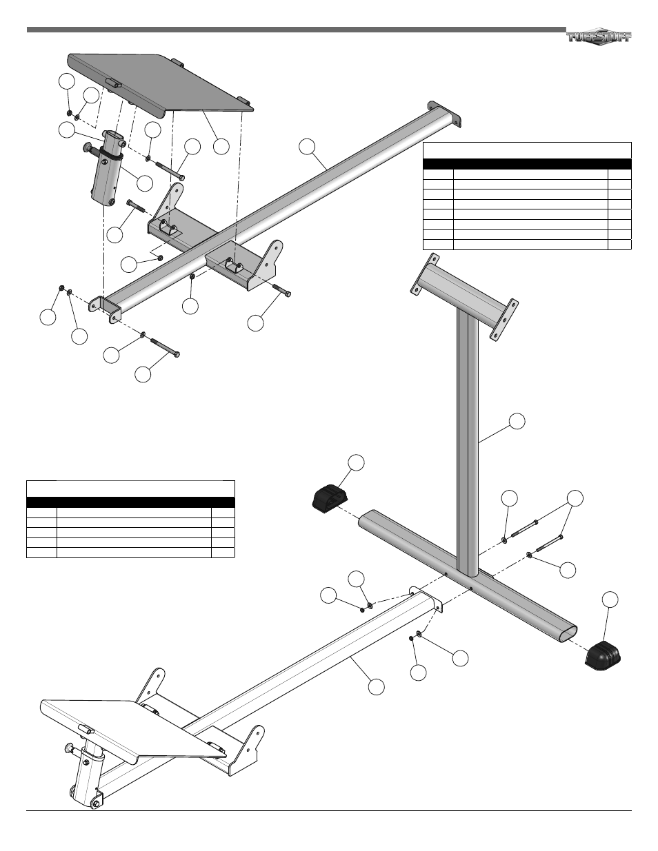 Step 1 assembly list, Step 2 assembly list | Tuff Stuff RLP-200 Leg Press/Hack Squat User Manual | Page 4 / 12