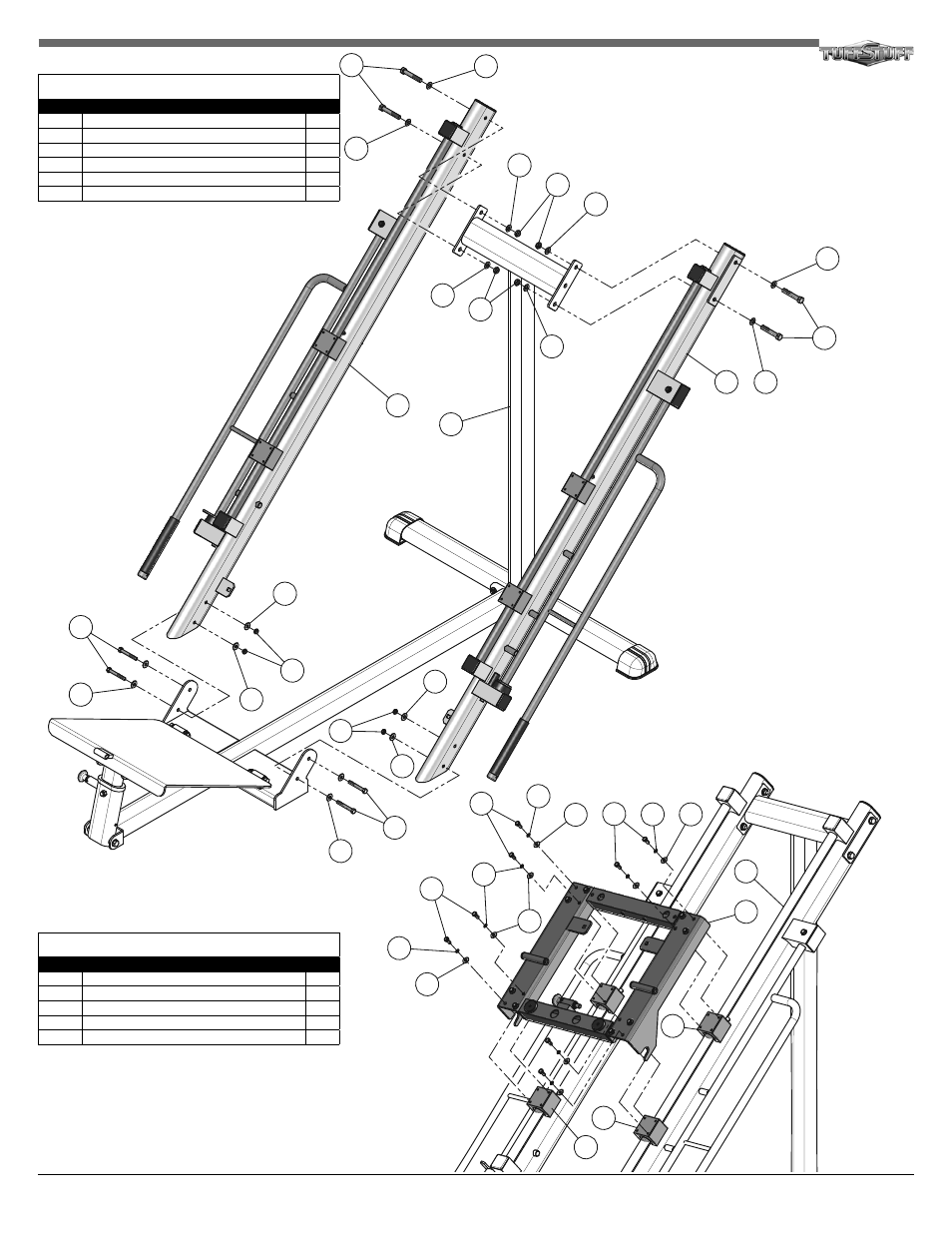 Step 3 assembly list, Step 4 assembly list | Tuff Stuff RLP-200 Leg Press/Hack Squat User Manual | Page 5 / 12