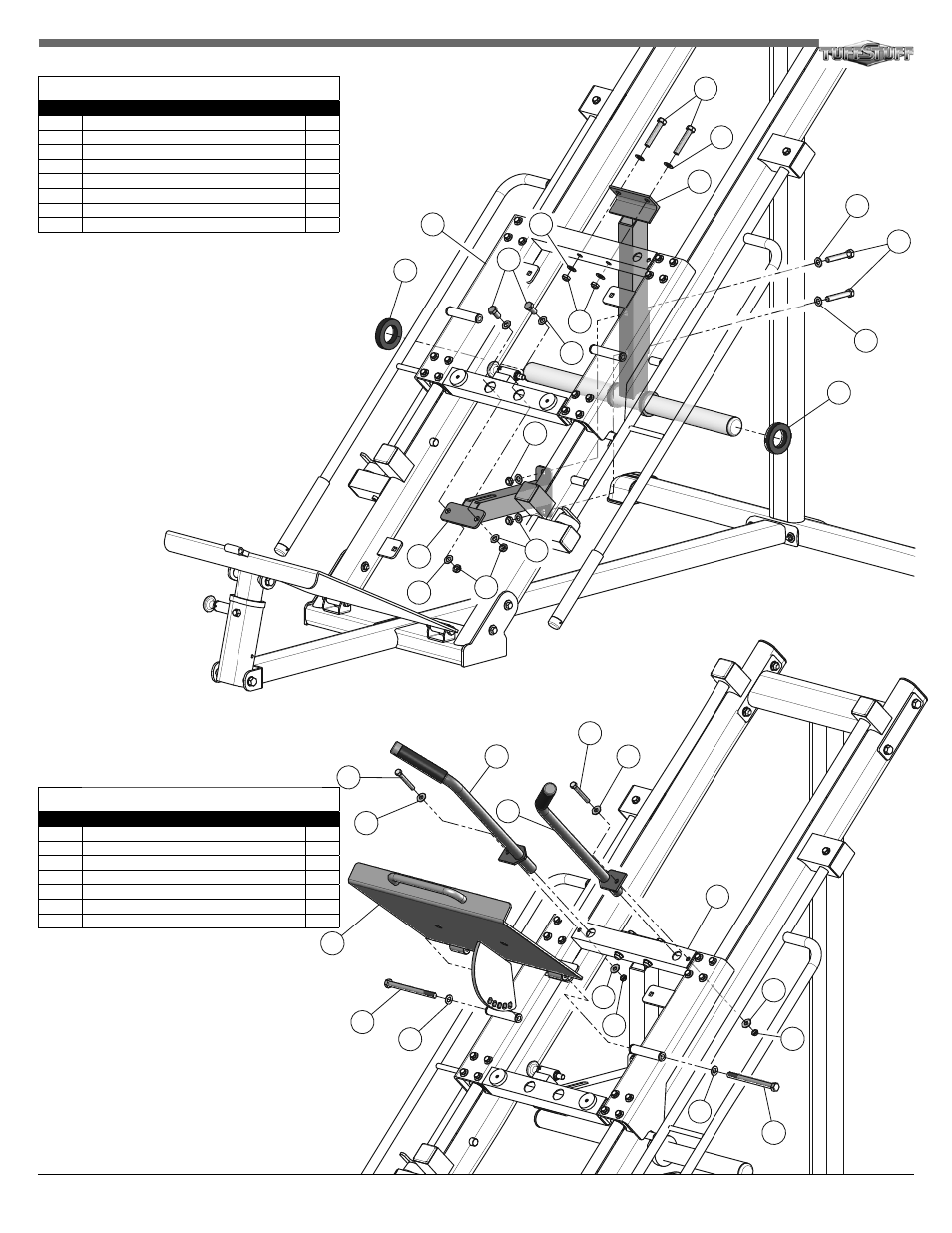 Step 6 assembly list, Step 5 assembly list | Tuff Stuff RLP-200 Leg Press/Hack Squat User Manual | Page 6 / 12