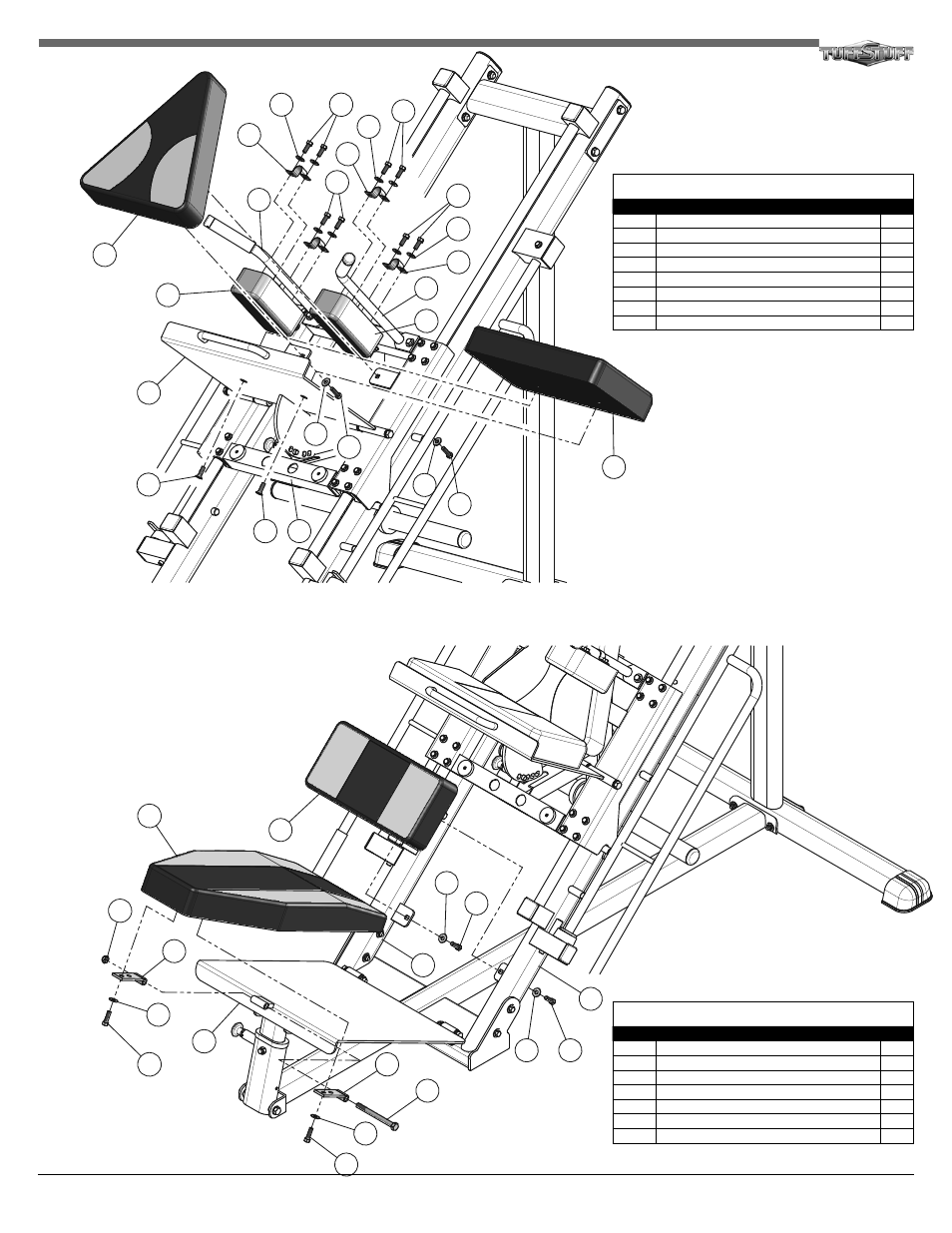 Step 7 assembly list, Step 8 assembly list | Tuff Stuff RLP-200 Leg Press/Hack Squat User Manual | Page 7 / 12