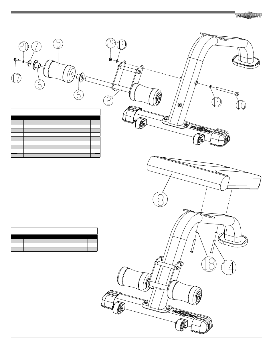 Step 2 assembly list, Step 3 assembly list | Tuff Stuff RMA-320 Mini Ab Bench User Manual | Page 3 / 4