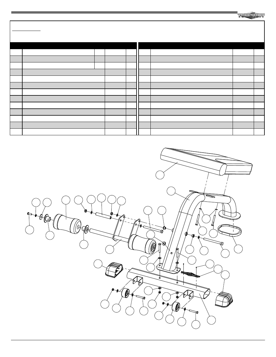 Rma-320 parts list | Tuff Stuff RMA-320 Mini Ab Bench User Manual | Page 4 / 4