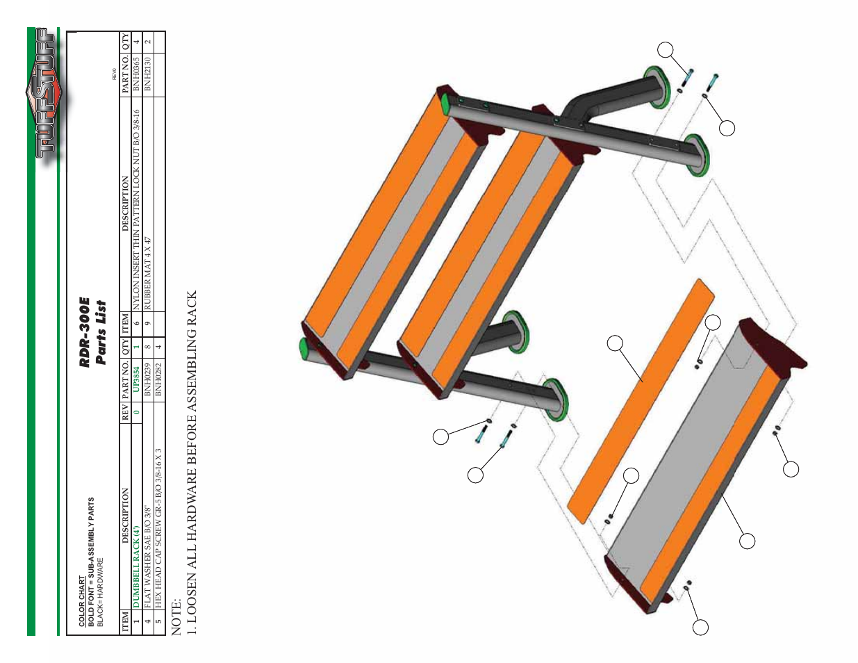 Rdr-300e parts list | Tuff Stuff RDR-300E Third Tier Option For RDR-300 User Manual | Page 2 / 3