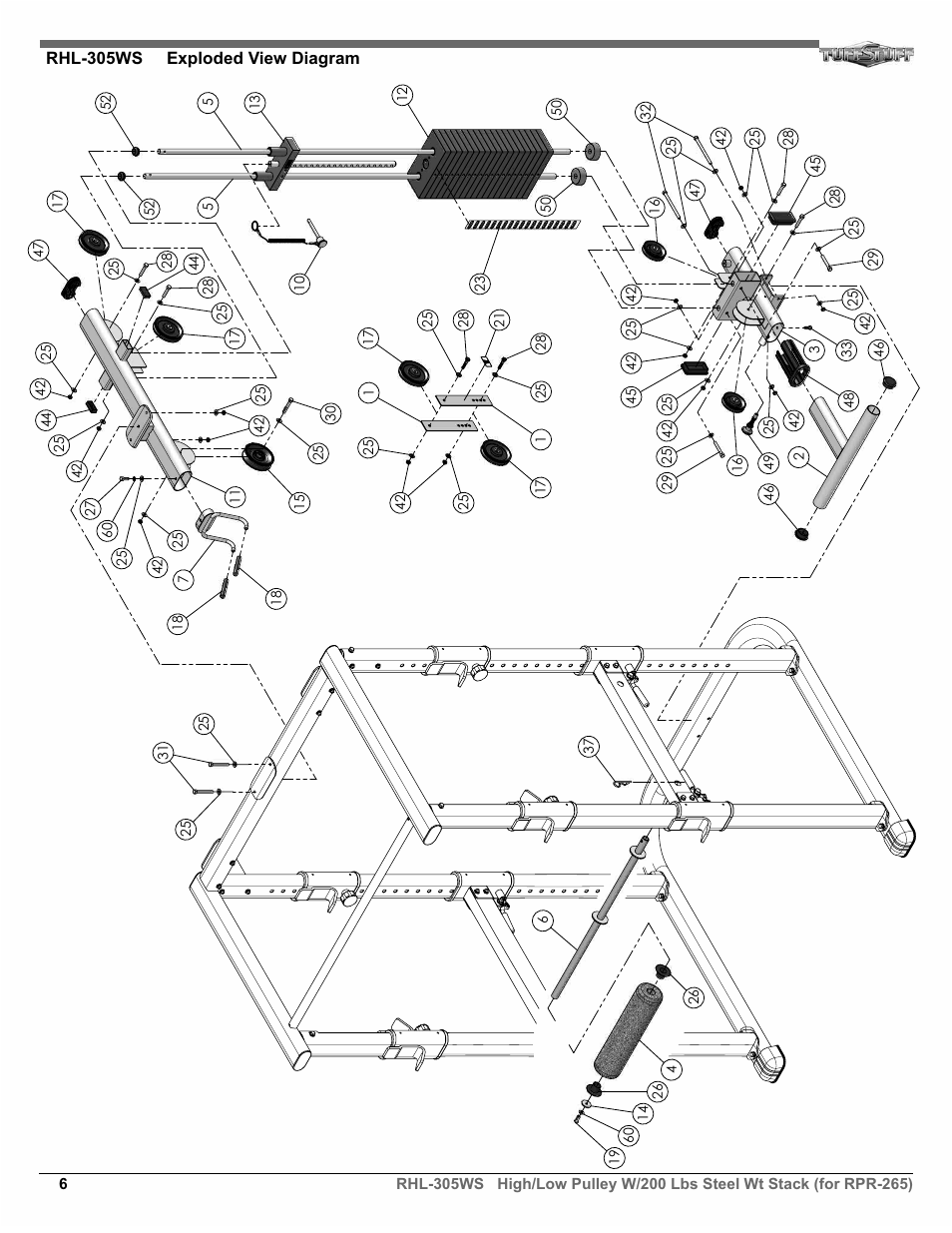 Tuff Stuff RHL-305WS High/Low Pulley W/200 lbs. Steel Wt Stack User Manual | Page 6 / 7