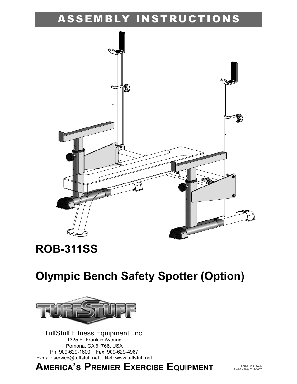 Tuff Stuff ROB-311SS Safety Spotter for ROB-311 (Pair) User Manual | 3 pages