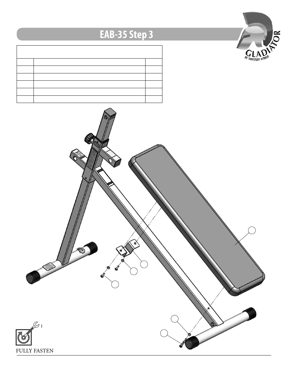 Eab-35 step 3, Assembly list | Tuff Stuff EAB-35 Adjustable Abdominal Bench User Manual | Page 10 / 16