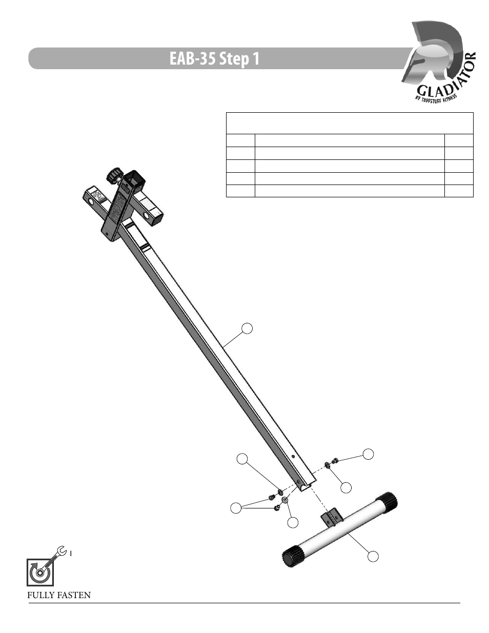 Eab-35 step 1, Assembly list | Tuff Stuff EAB-35 Adjustable Abdominal Bench User Manual | Page 7 / 16