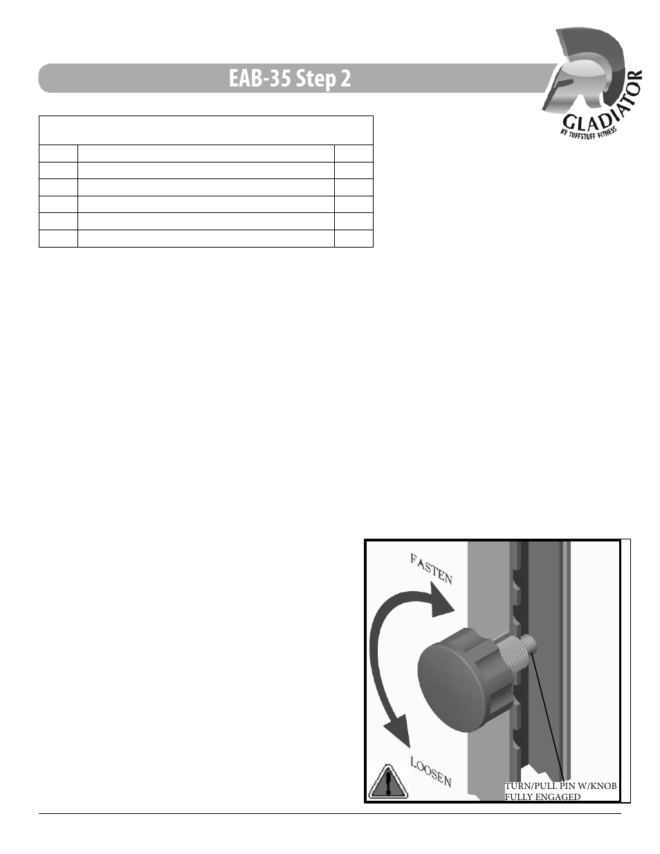 Eab-35 step 2, Assembly list | Tuff Stuff EAB-35 Adjustable Abdominal Bench User Manual | Page 8 / 16