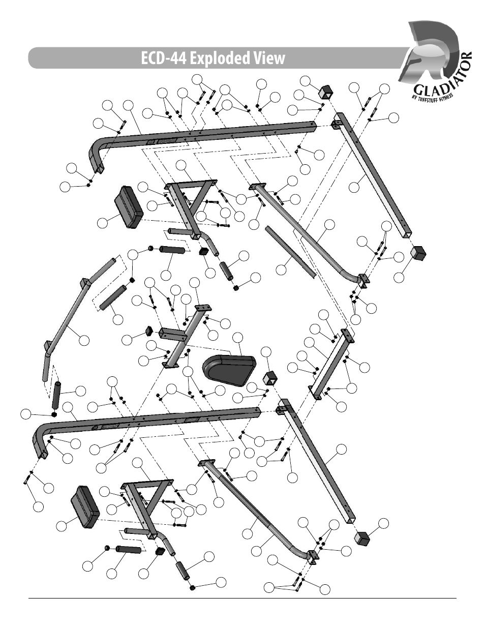 Ecd-44 exploded view | Tuff Stuff ECD-44 Chin/Dip/VKR Combo Stand User Manual | Page 13 / 16