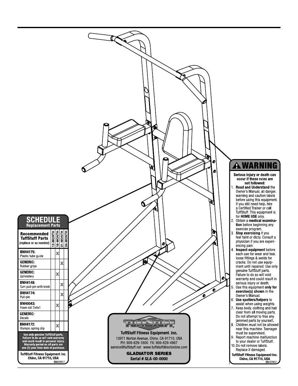 Tuff Stuff ECD-44 Chin/Dip/VKR Combo Stand User Manual | Page 3 / 16