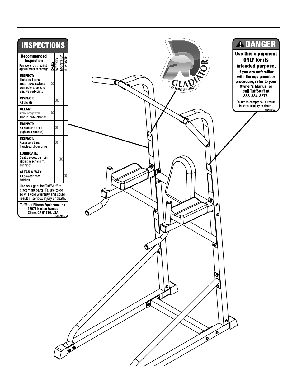 Tuff Stuff ECD-44 Chin/Dip/VKR Combo Stand User Manual | Page 4 / 16