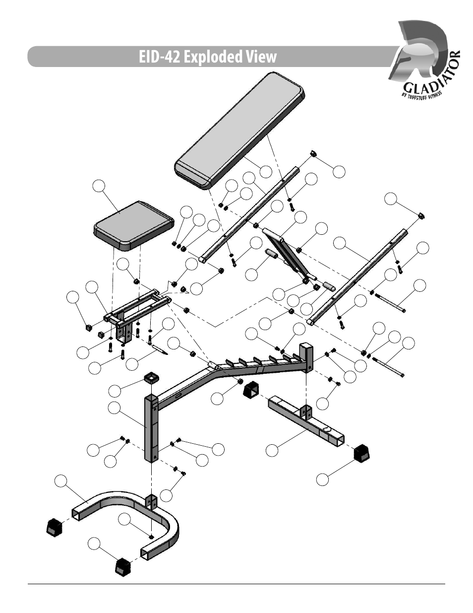 Eid-42 exploded view | Tuff Stuff EID-42 Multi-Purpose Bench User Manual | Page 11 / 16