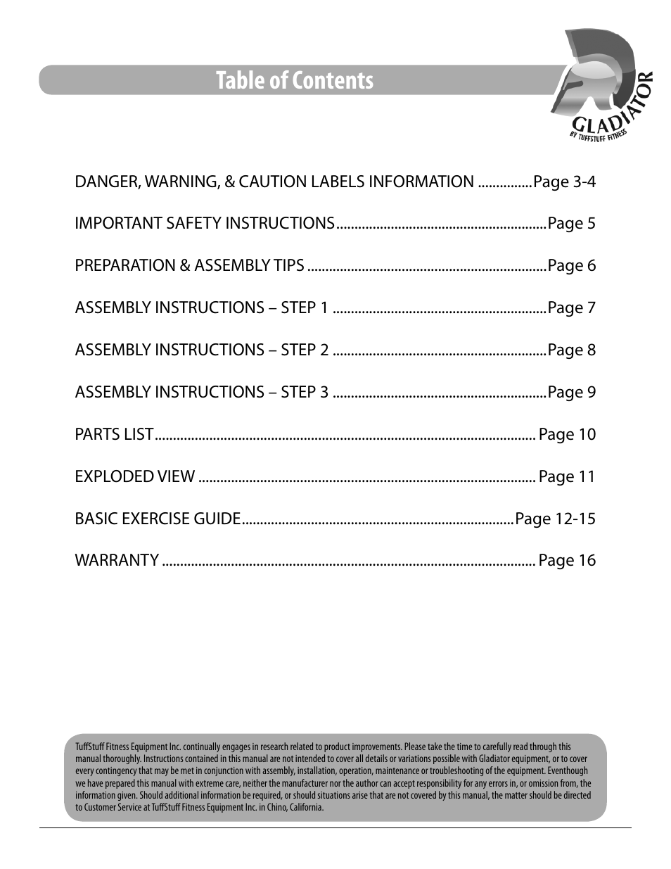 Tuff Stuff EID-42 Multi-Purpose Bench User Manual | Page 2 / 16