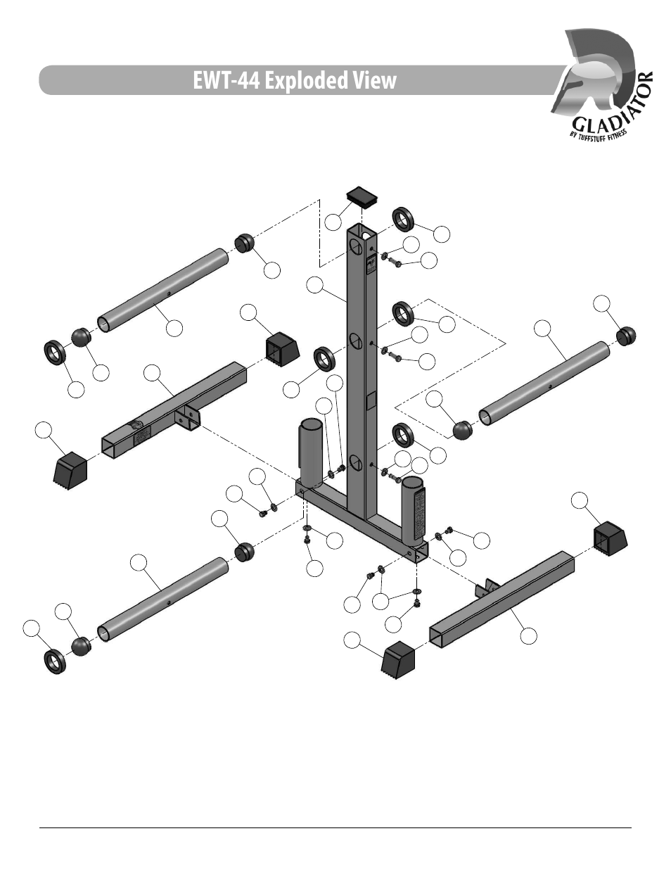 Ewt-44 exploded view | Tuff Stuff EWT-44 Olympic Plate Tree User Manual | Page 11 / 12