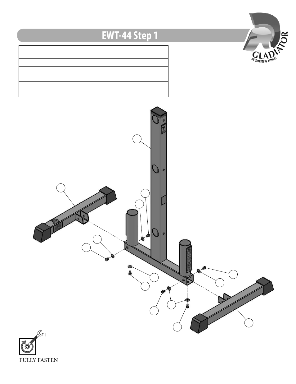 Ewt-44 step 1, Assembly list | Tuff Stuff EWT-44 Olympic Plate Tree User Manual | Page 7 / 12