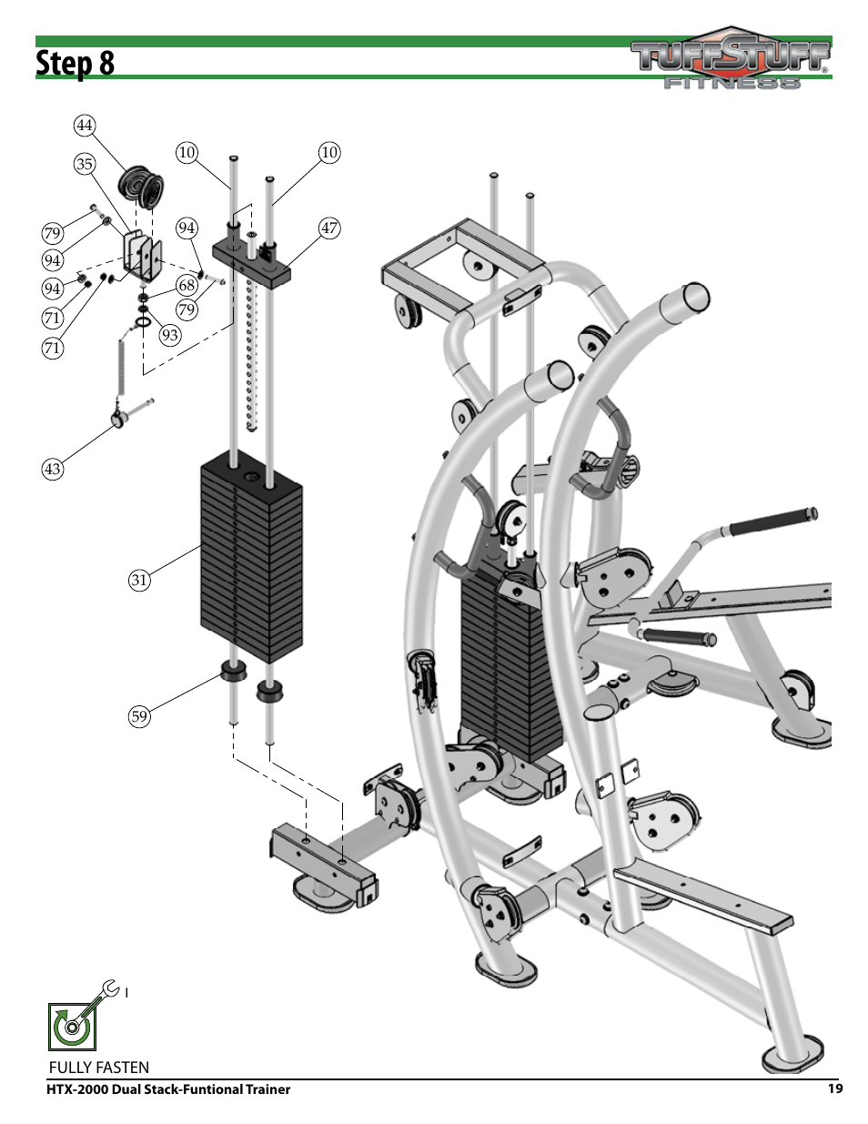 Step 8 | Tuff Stuff HTX-2000 Dual Stack Functional Trainer v.1 User Manual | Page 19 / 36