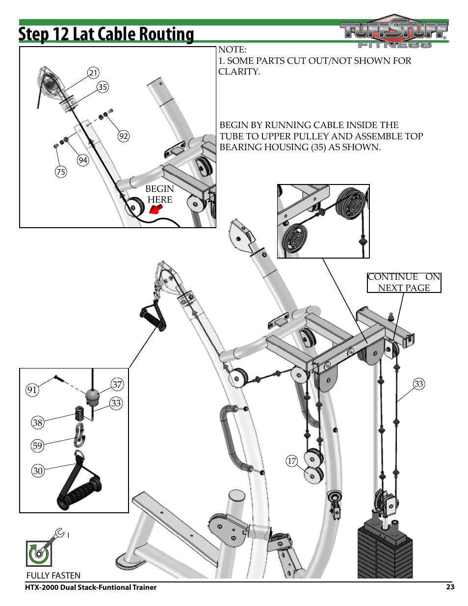 Step 12 lat cable routing | Tuff Stuff HTX-2000 Dual Stack Functional Trainer v.1 User Manual | Page 23 / 36