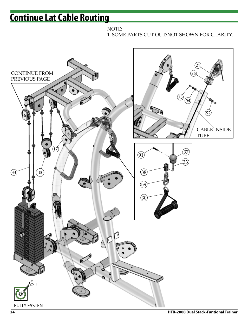 Continue lat cable routing | Tuff Stuff HTX-2000 Dual Stack Functional Trainer v.1 User Manual | Page 24 / 36