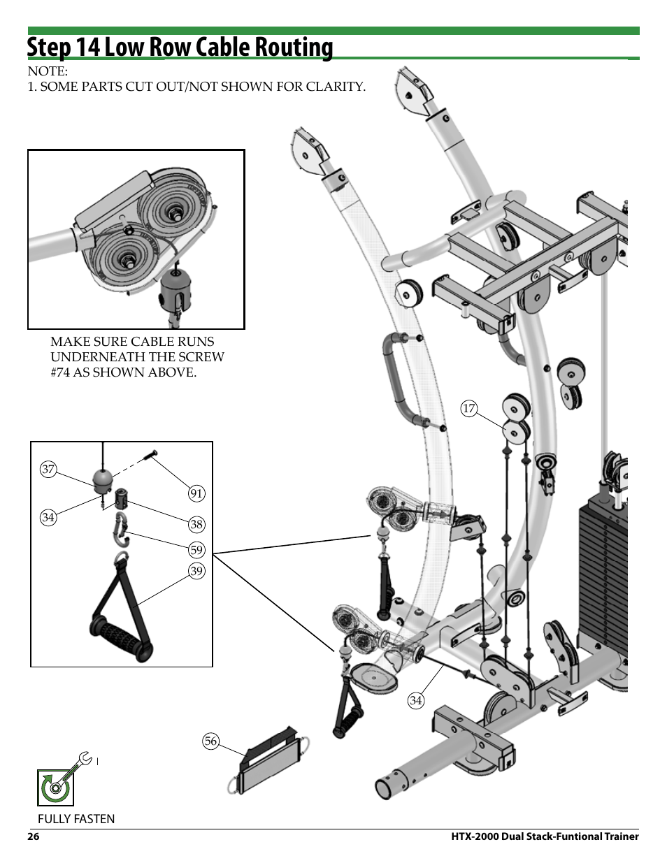 Step 14 low row cable routing | Tuff Stuff HTX-2000 Dual Stack Functional Trainer v.1 User Manual | Page 26 / 36