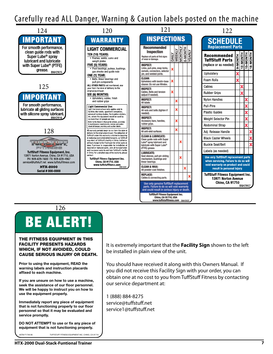 Be alert | Tuff Stuff HTX-2000 Dual Stack Functional Trainer v.1 User Manual | Page 7 / 36