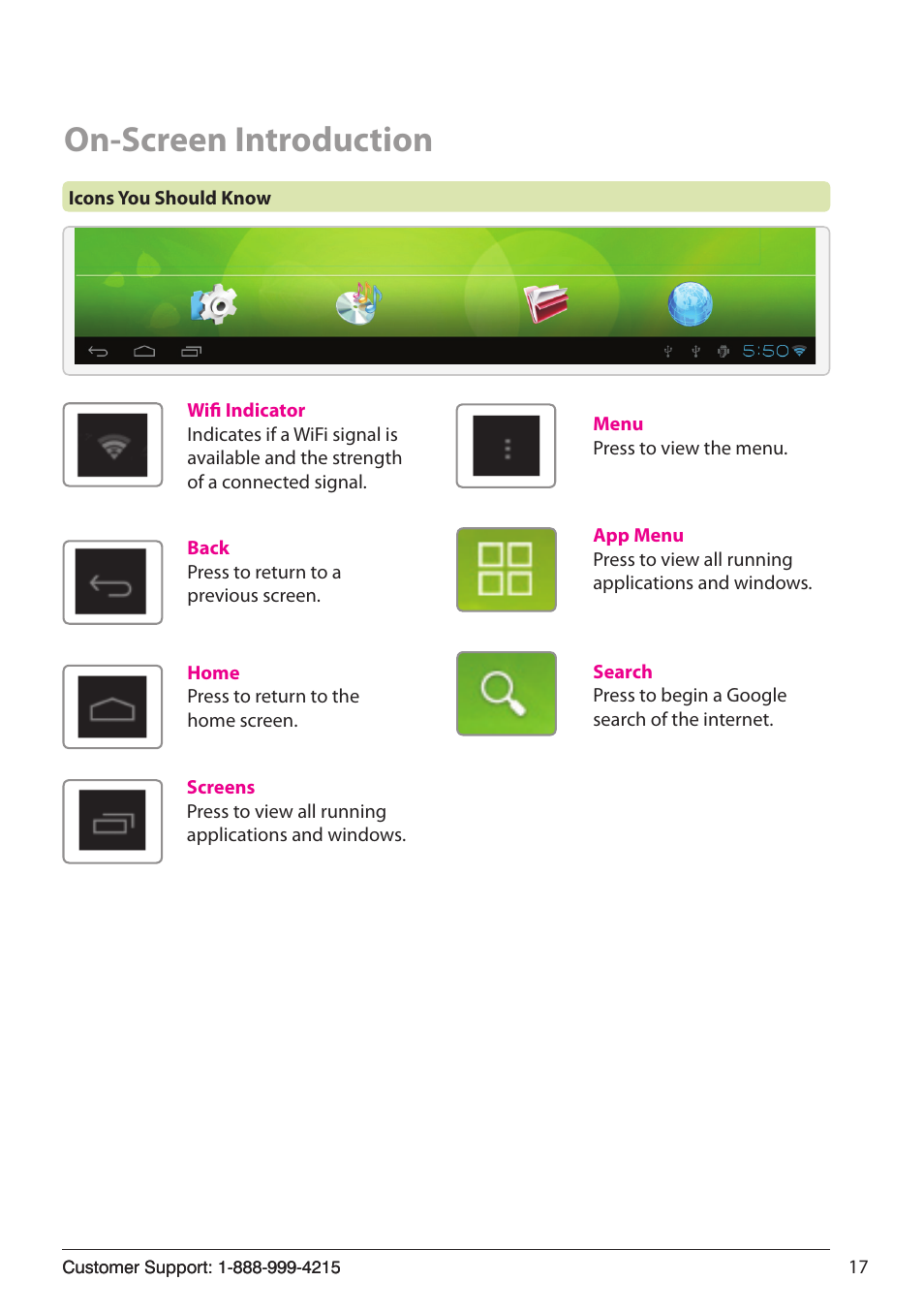 On-screen introduction | ZEKI TAB803B USER MANUAL User Manual | Page 17 / 24