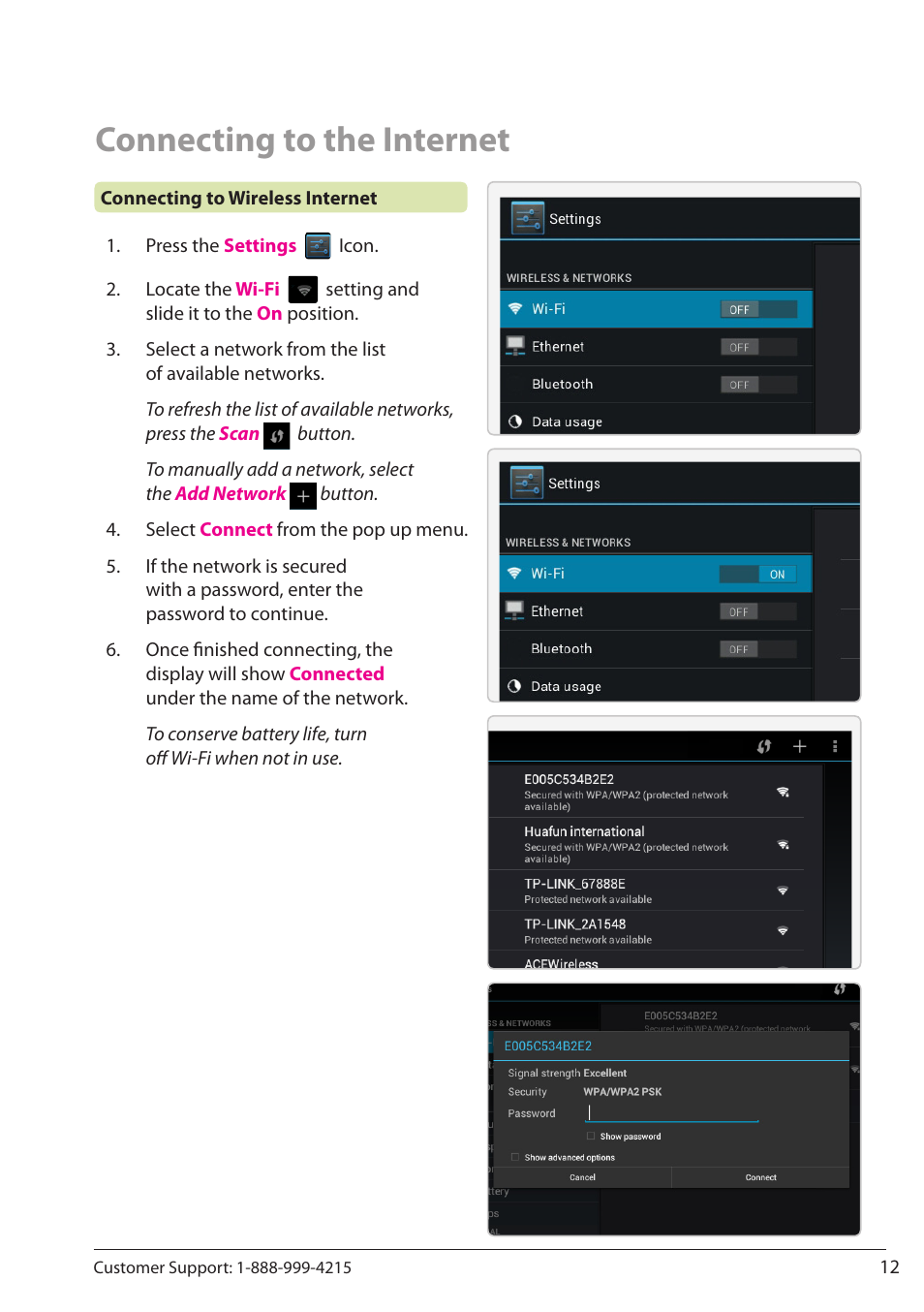 Connecting to the internet | ZEKI TBQC1063B USER MANUAL User Manual | Page 12 / 23