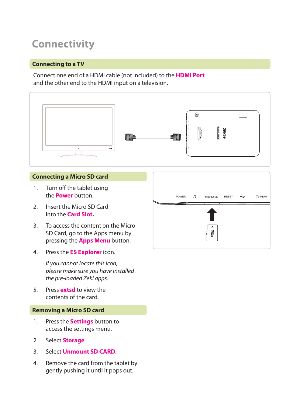 Connectivity | ZEKI TBQC1063B USER MANUAL User Manual | Page 22 / 23