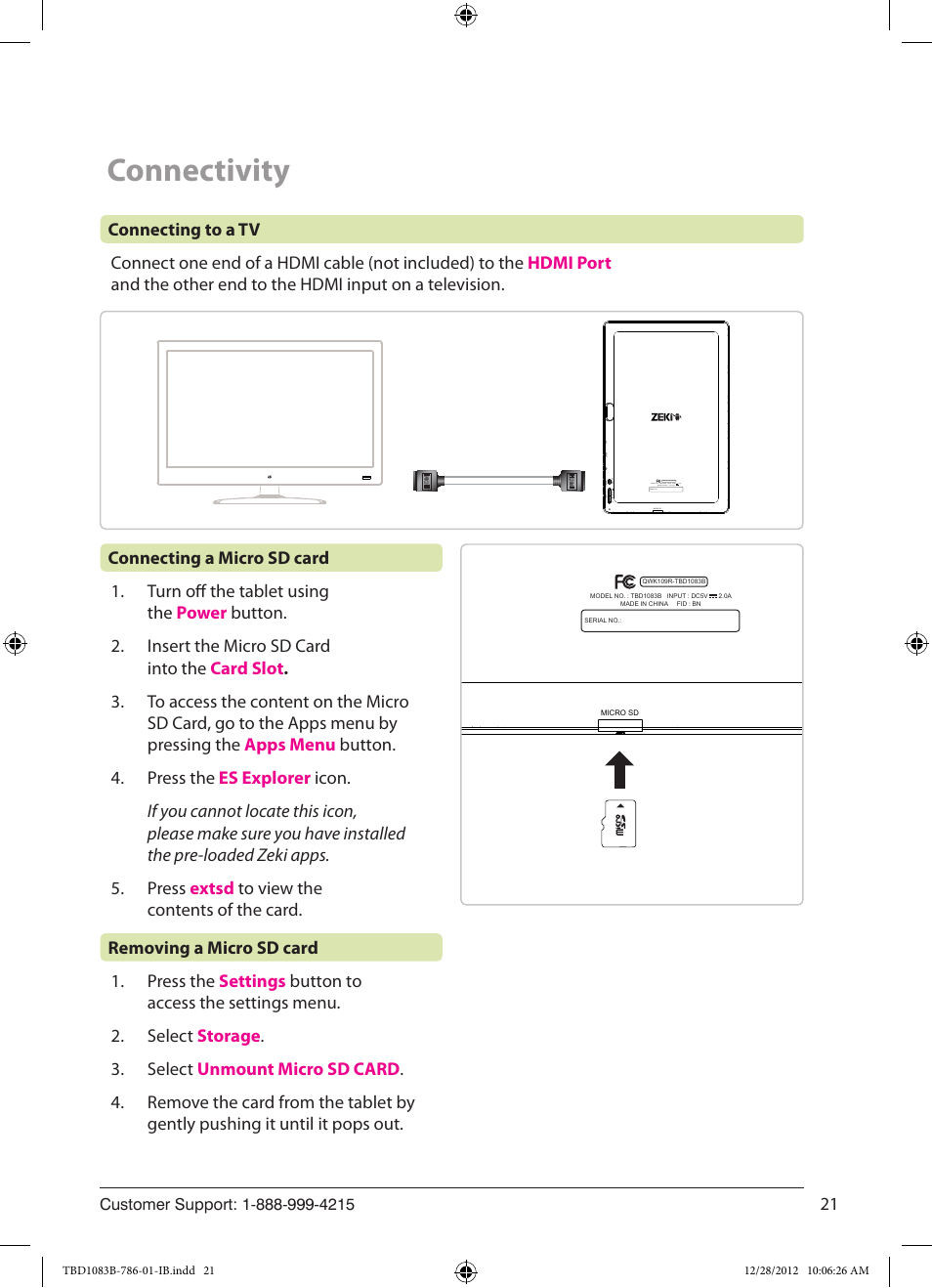 Connectivity | ZEKI TBD1083B USER MANUAL User Manual | Page 21 / 22