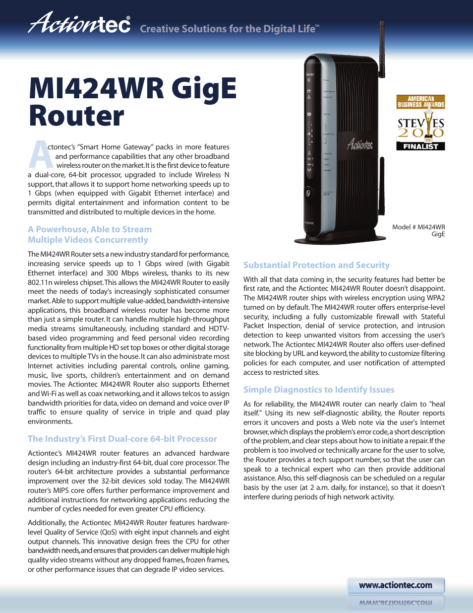 Actiontec MI424WR (GigE) User Manual | 2 pages