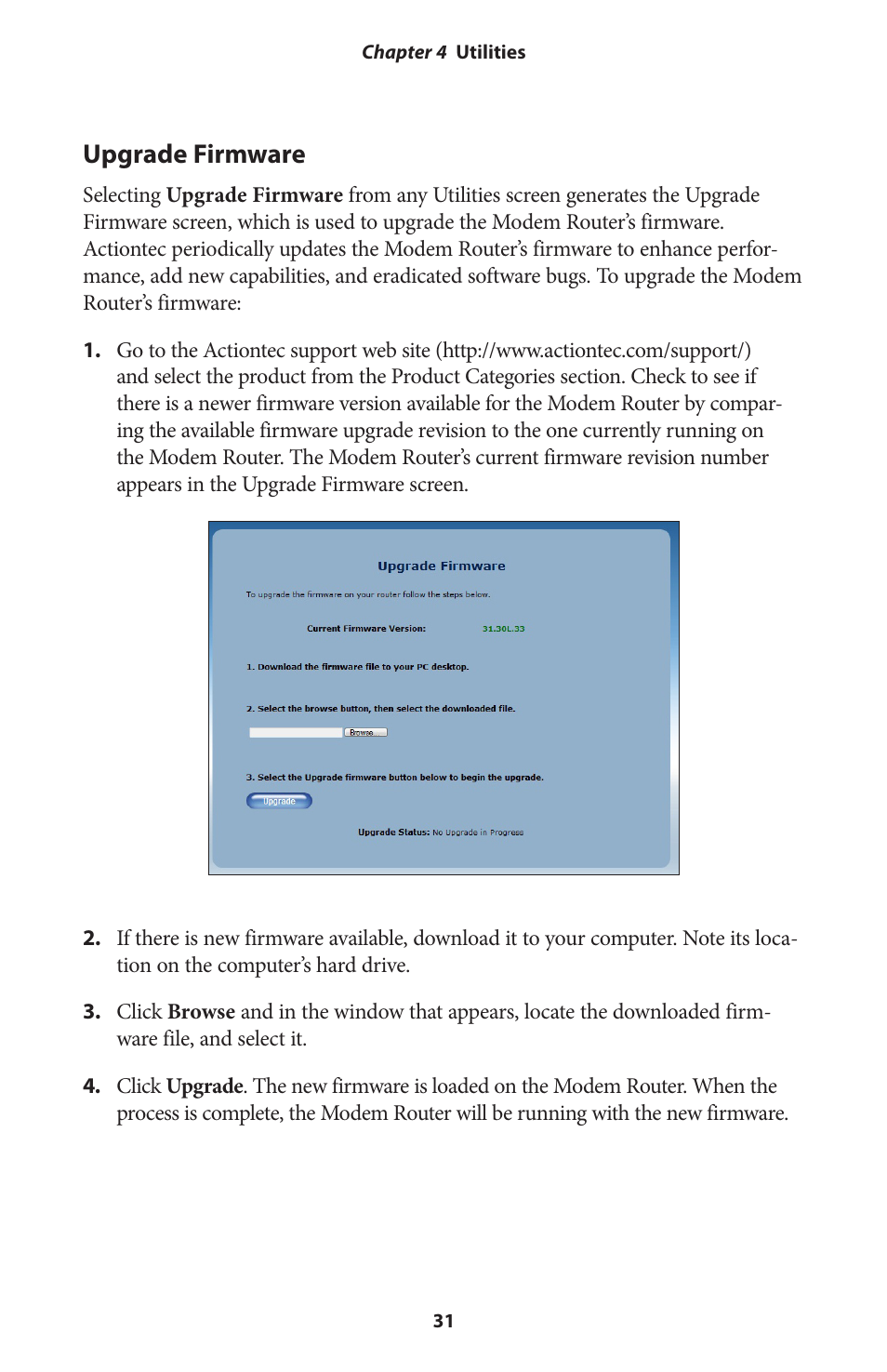 Upgrade firmware | Actiontec V1000H User Manual User Manual | Page 34 / 82