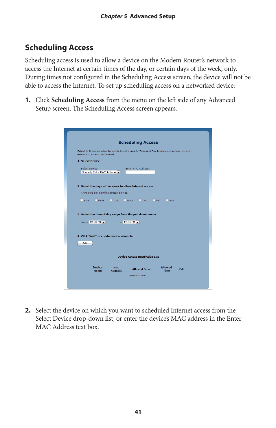 Scheduling access | Actiontec V1000H User Manual User Manual | Page 44 / 82